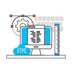 website process information to programming vector image