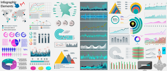 Big set of infographics elements graphics Vector Image