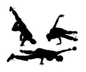 break dance boy silhouette isolated vector