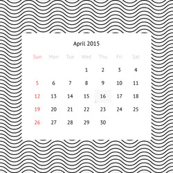 Calendar page for april 2015 vector