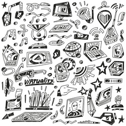 Tech & Science Icons - Sketch Style vector image