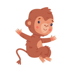 funny baby monkey happily jumping cute african vector