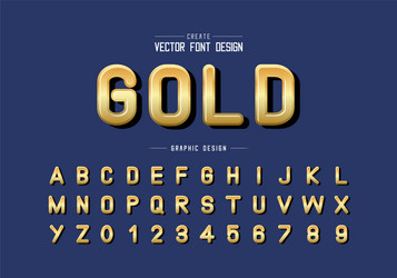 Gold font and alphabet golden typeface letter vector