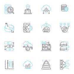 Computing power linear icons set computation vector