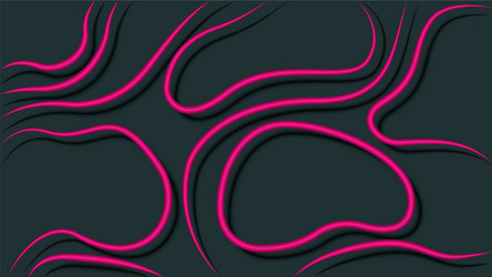 glowing pink 3d thin curved lines with shadows vector