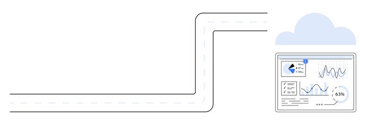 roadmap progressing toward data dashboard vector image