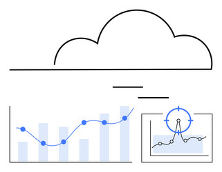 cloud-based data analytics with growth chart bar vector image