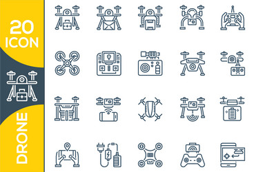Print set of drone line iconseditable simple vector