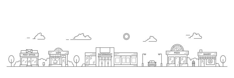 city skyline in line art style landscape with row vector