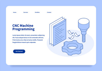 cnc machine programming landing page concept vector image