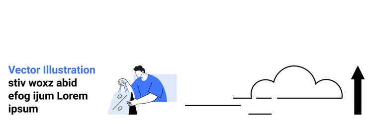 man working with fabric while integrating vector image