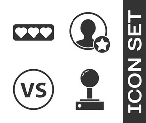 set joystick for arcade machine like and heart vs vector image