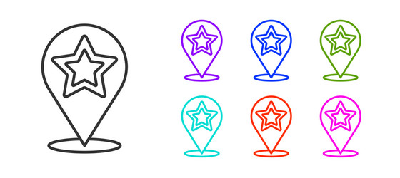 black line map pointer with star icon isolated vector image