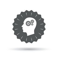 Head with gears sign icon male human vector