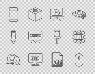 set line light bulb with concept of idea computer vector image