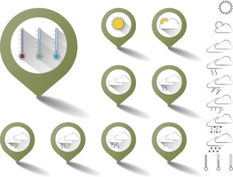 set of pointers with weather icons vector image