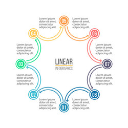 Linear infographics chart with 8 steps options Vector Image