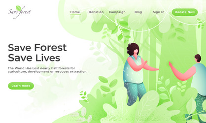 Save forest lives landing page design vector