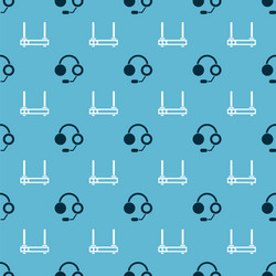 set headphones and router wi-fi signal vector image