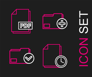 set line document with clock folder and check vector image