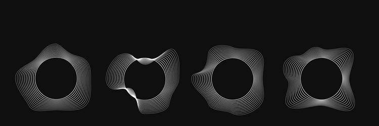 set of round curved frames with dynamic wavy vector image