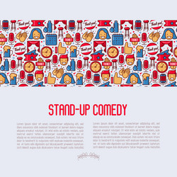 Stand up comedy show concept with thin line icons vector