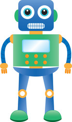 Abstract cute robot on a white background vector