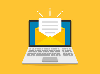 laptop with envelope icon in flat style computer vector image