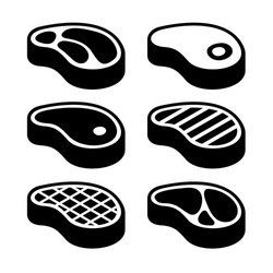 Beef meat steak icons set Royalty Free Vector Image