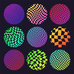 groovy checkered pattern neon round tiled grid vector image
