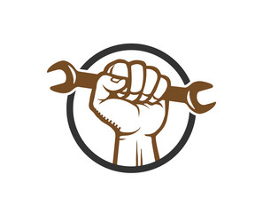 Hand and Wrench Repair Logo Vector Image