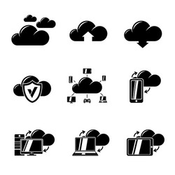 set of cloud computing icons vector image