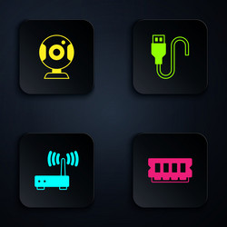 set ram random access memory web camera router vector image