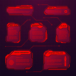red futuristic hud or ui elements sci-fi user vector image