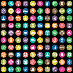 Security 100 icons universal set for web and ui vector