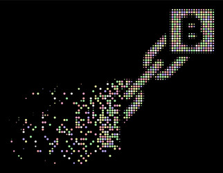soft broken pixel halftone bitcoin blockchain icon vector image