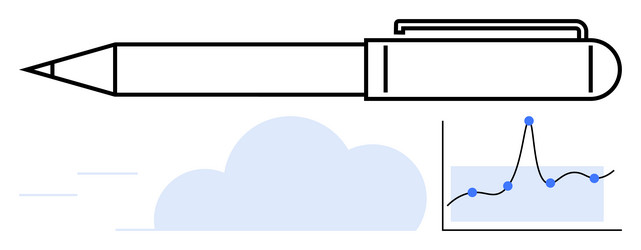 pen with cloud and graph elements signifying vector image