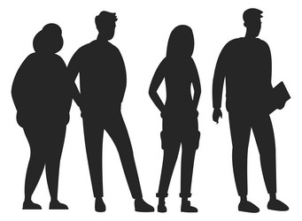 Silhouetted Young People Vector Image