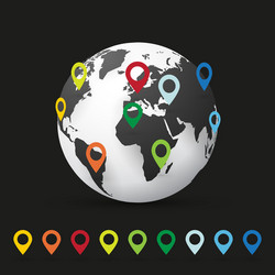 World map pin pointer location vector