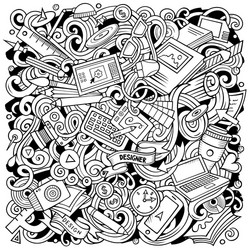 Cartoon doodles art and design vector