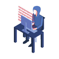 hacker code isometric composition vector image