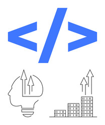 programming code brackets with growth arrows vector image