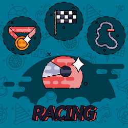 Car racing flat icons set Royalty Free Vector Image