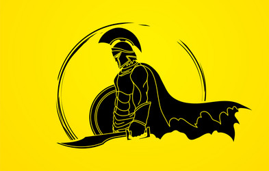 Spartan warrior with sword and shield roman army vector