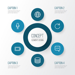 user outline icons set collection of database vector image