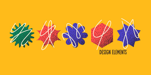 a set of geometric shapes with additional elements vector image