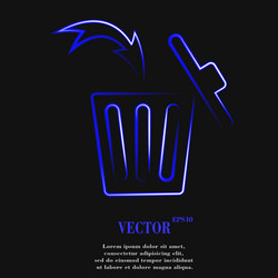 trash bin flat modern web button and space vector image