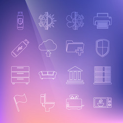 set line microwave oven server data web hosting vector image
