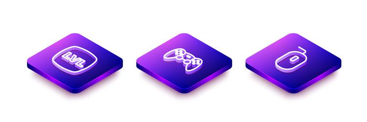 set isometric line level game controller vector image