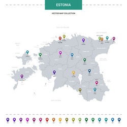 Estonia map with location pointer marks vector